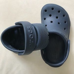 Navy blue toddler Crocs